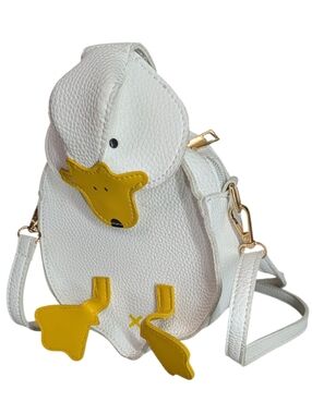 Super Cute White Duckling Crossbody Bag - Vegan Pebble Leather - Clean!
